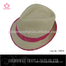Bonitas senhoras fedora trilby chapéus com faixa de renda chapéu de palha de papel